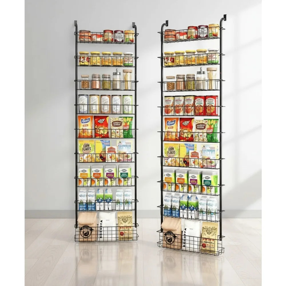 9-Tier Over Door Pantry Organizer Spice Rack Heavy Duty Metal