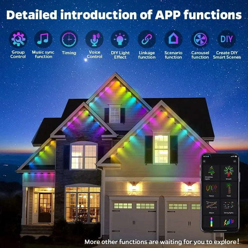 MIMIRGB Outdoor Eaves LED Light String With App Control