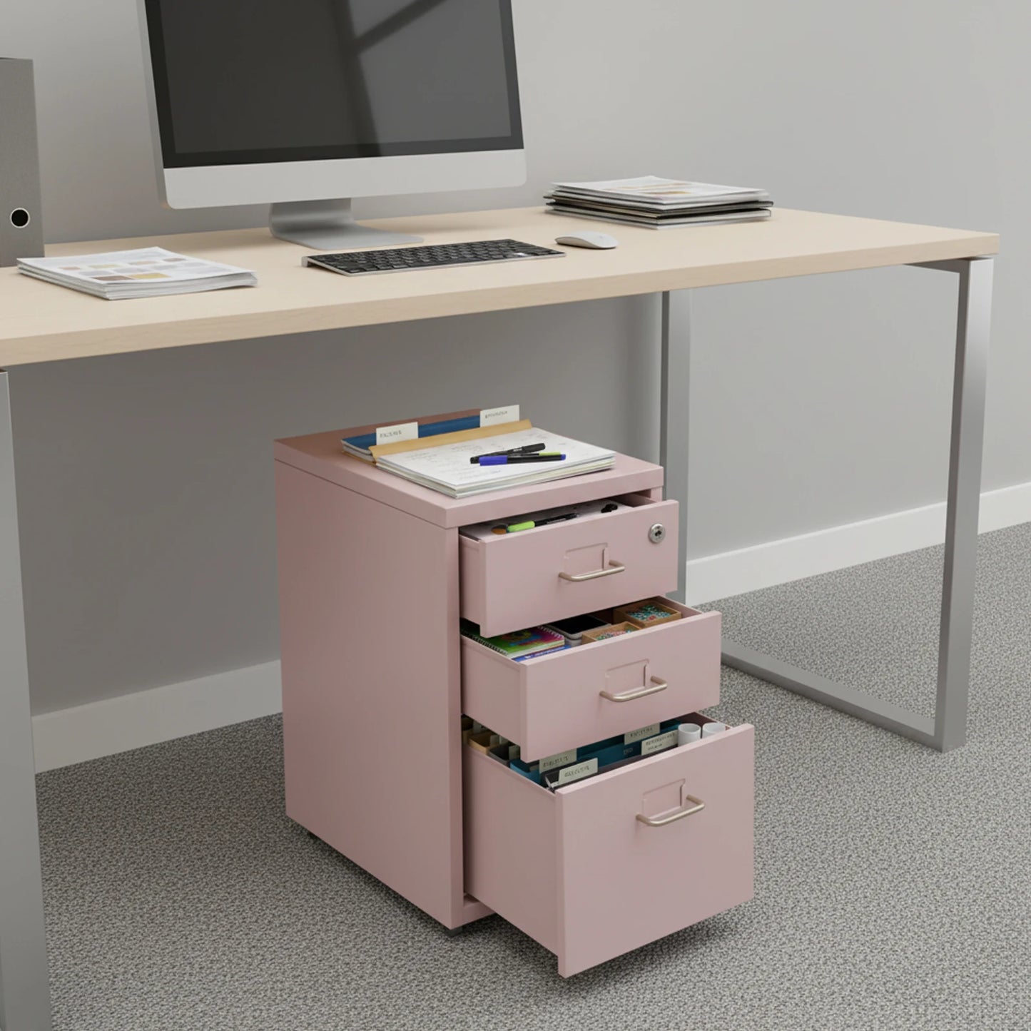Bymaocar 3-Drawer Vertical File Cabinet With Wheels And Lock