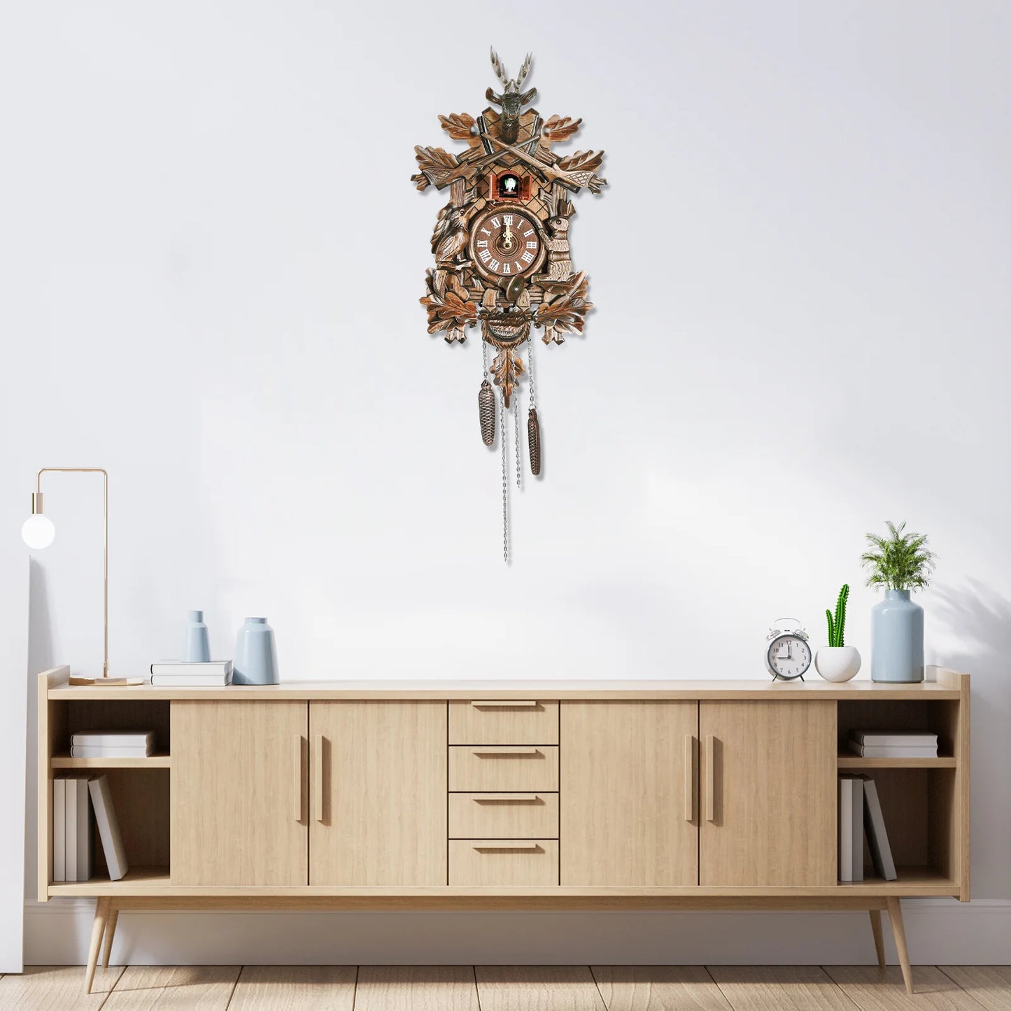 Forest Nordic Style Retro Cuckoo Wall Clock