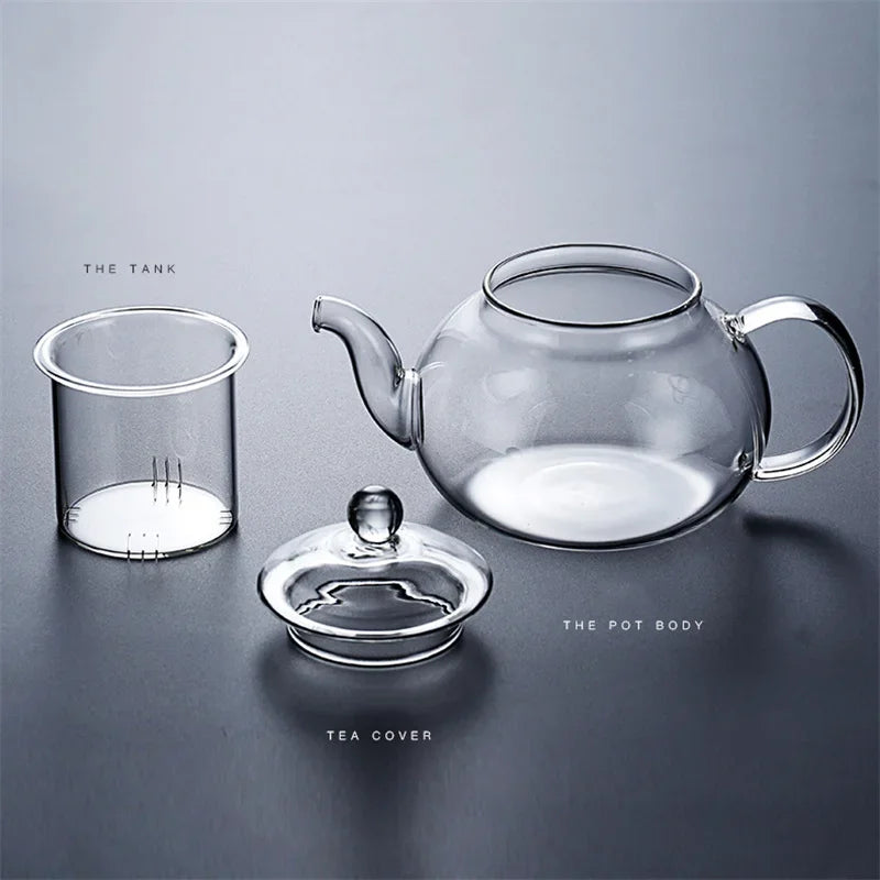 Heat Resistant Borosilicate Glass Teapot For Flower Tea