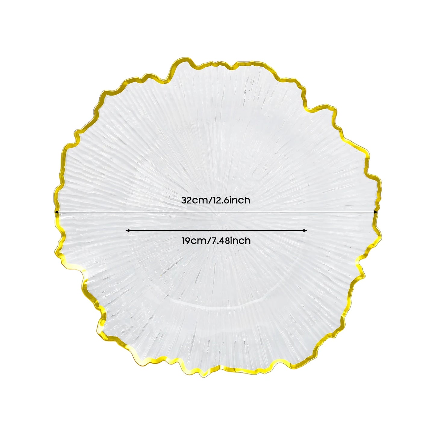 25 Pack Clear Plastic Charger Plates Round Rim With Reef Textured Rim