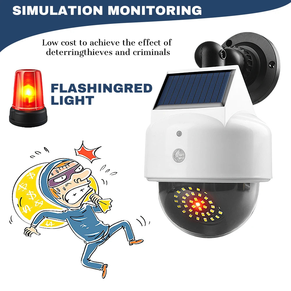 Outdoor Solar Sensor Lights With Remote Control Simulated Security Camera