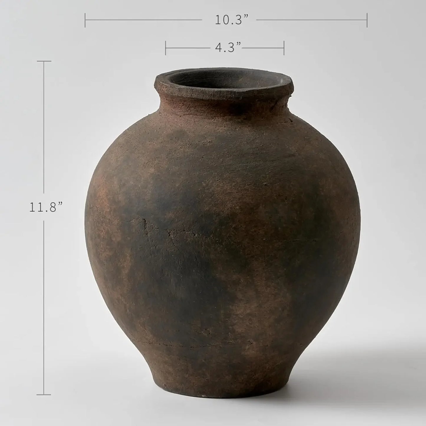 Brown Ceramic Vase Zen Style Terracotta Distressed Farmhouse Decor