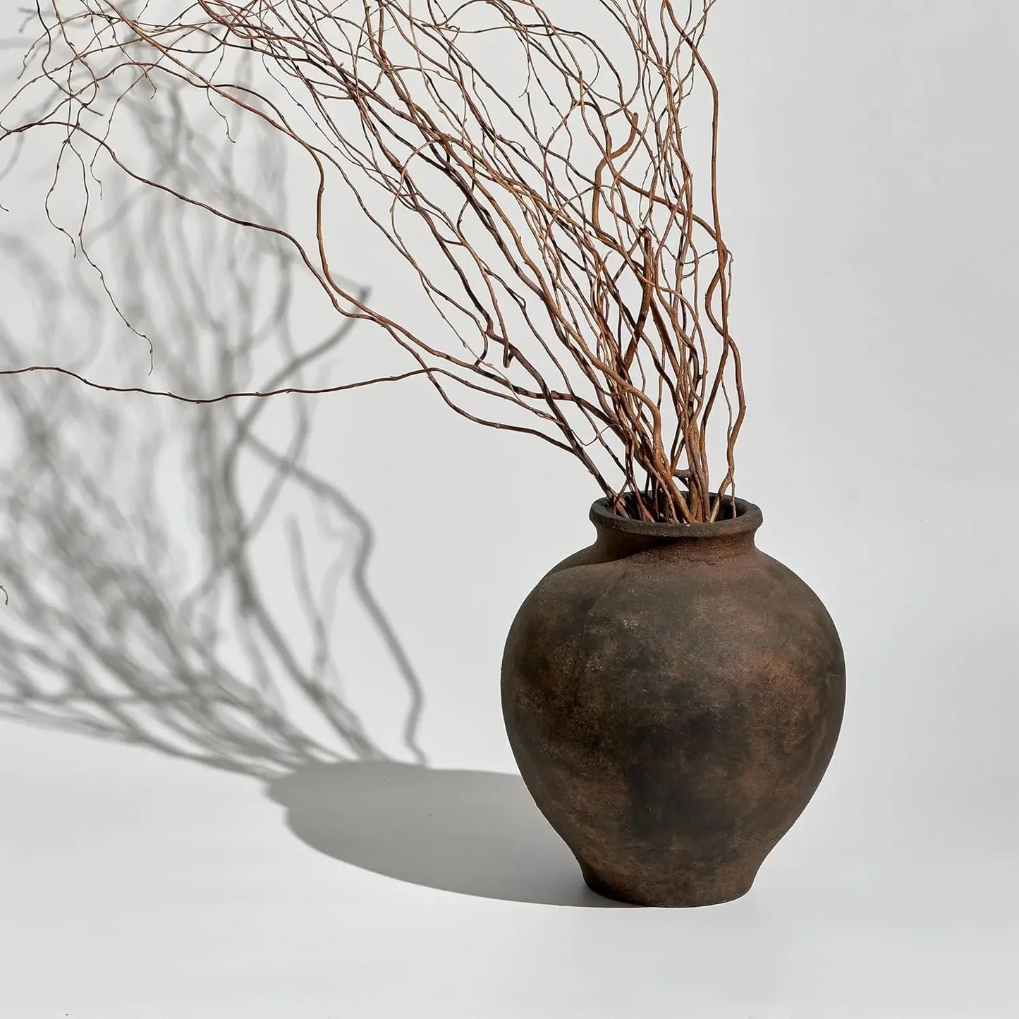 Brown Ceramic Vase Zen Style Terracotta Distressed Farmhouse Decor