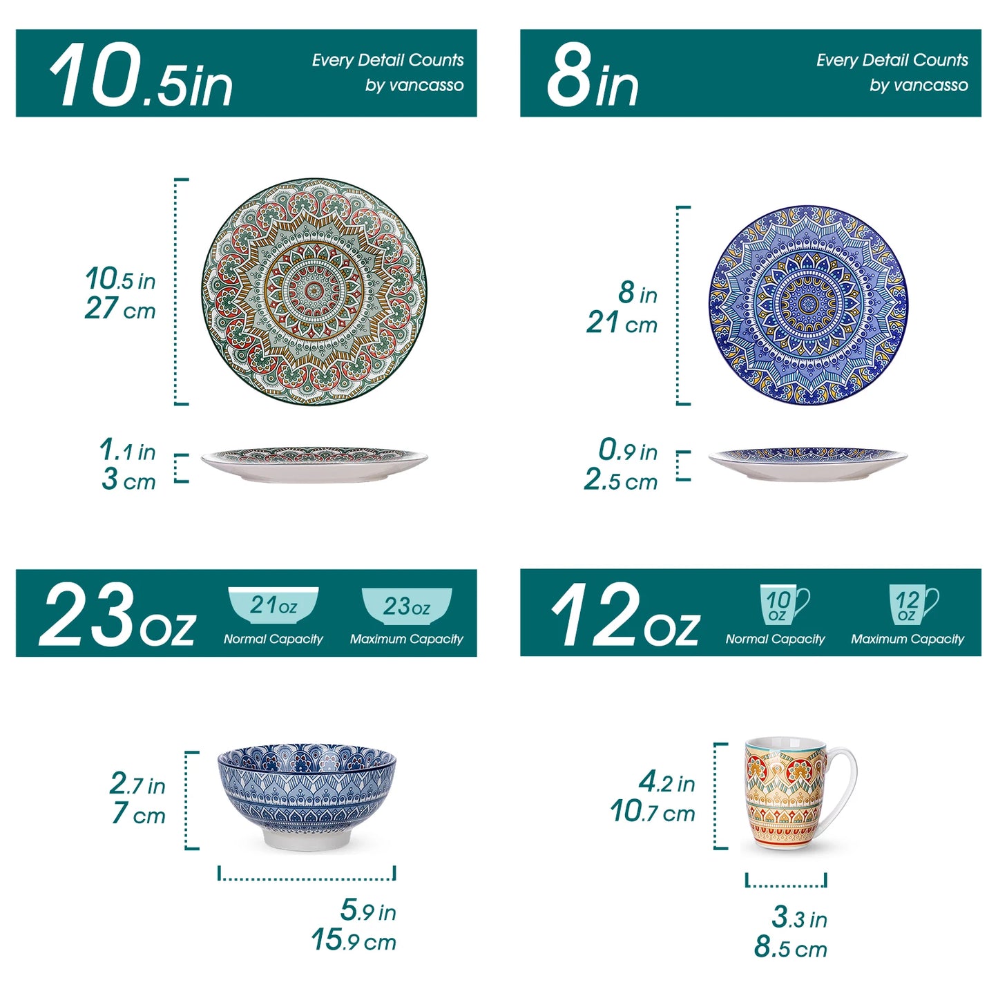 MALACASA Mandala Dinnerware Set Ceramic Porcelain 16 32 48 Pieces
