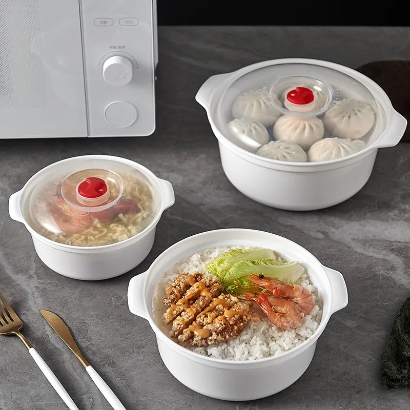 Microwave Heating Box With Lid For Steam Buns And Noodles