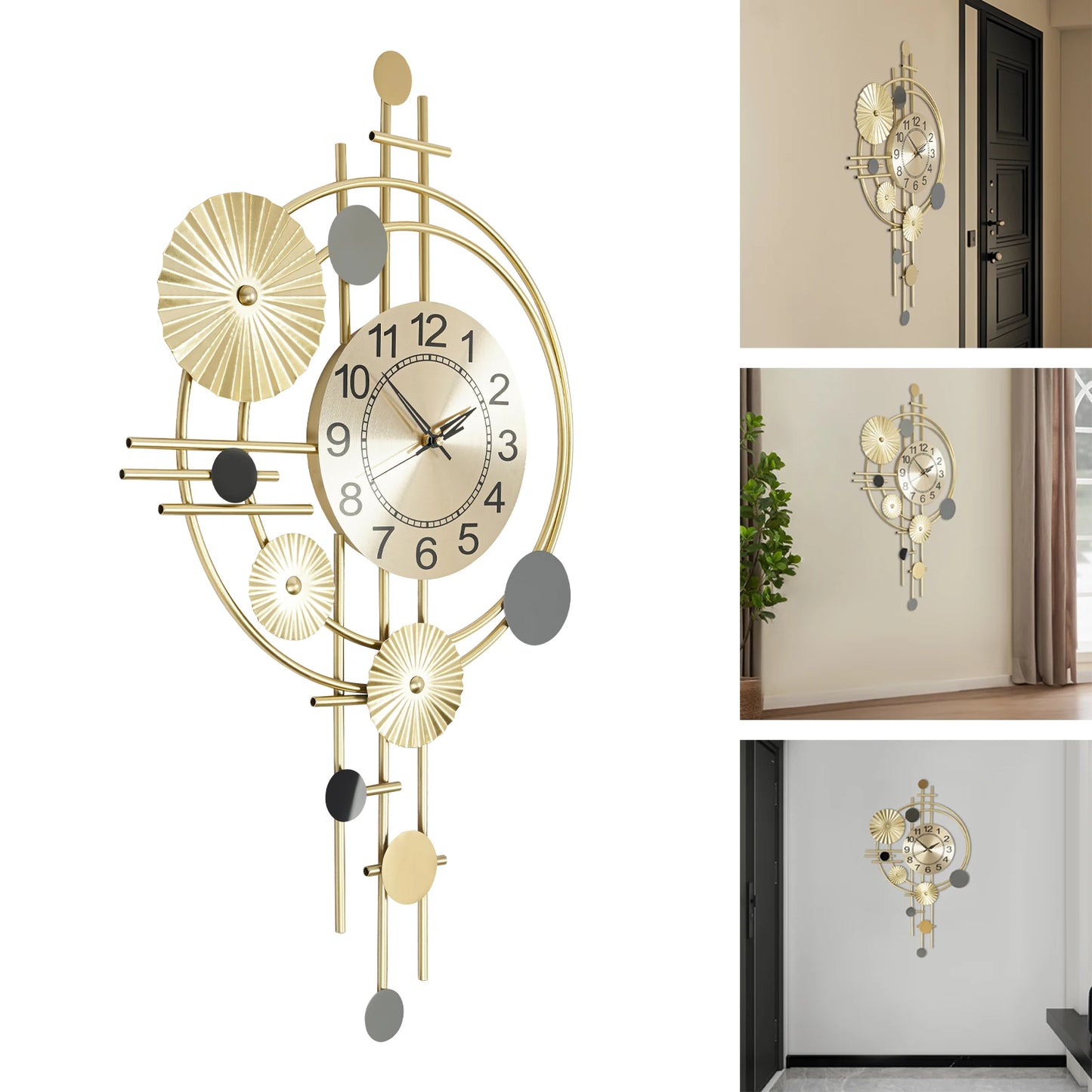 Decorative Art Wall Clock Silent NonTicking Indoor Decor