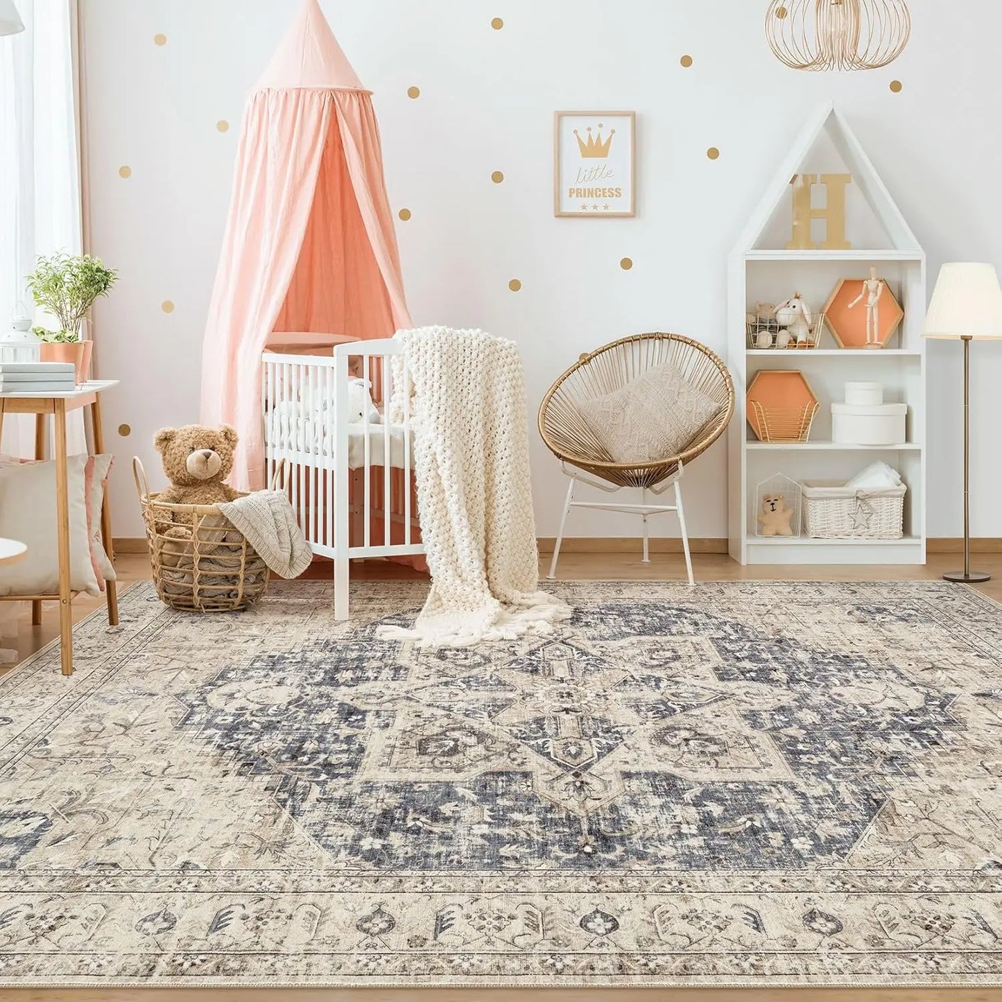 Washable Vintage Boho Rug For Living Room Decor And Comfort