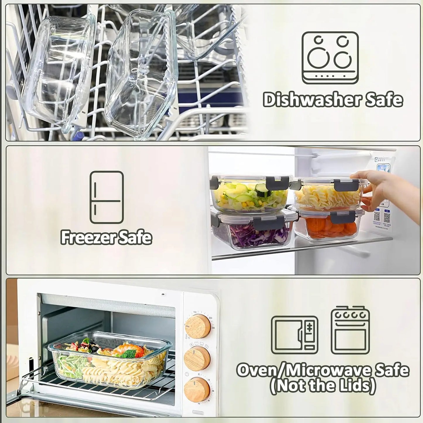 10-Pack Glass Meal Prep Containers With Lids Airtight Storage