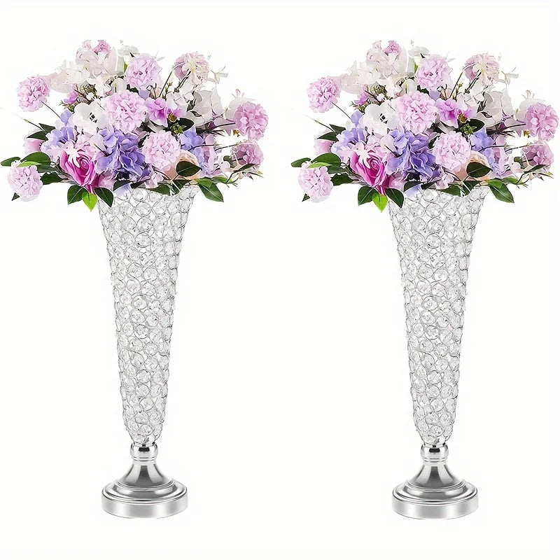Two Metal Vases Set For Centerpieces And Home Decor