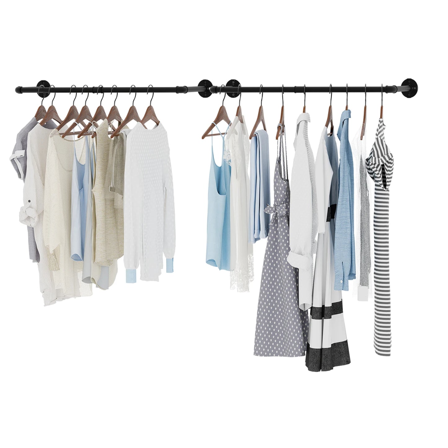 Industrial Pipe Clothes Rail Rack Wall Mounted Garment Organizer
