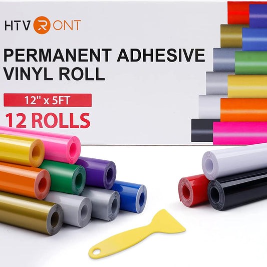 HTVRONT 12pcs Permanent Adhesive Vinyl Rolls for Cricut Craft