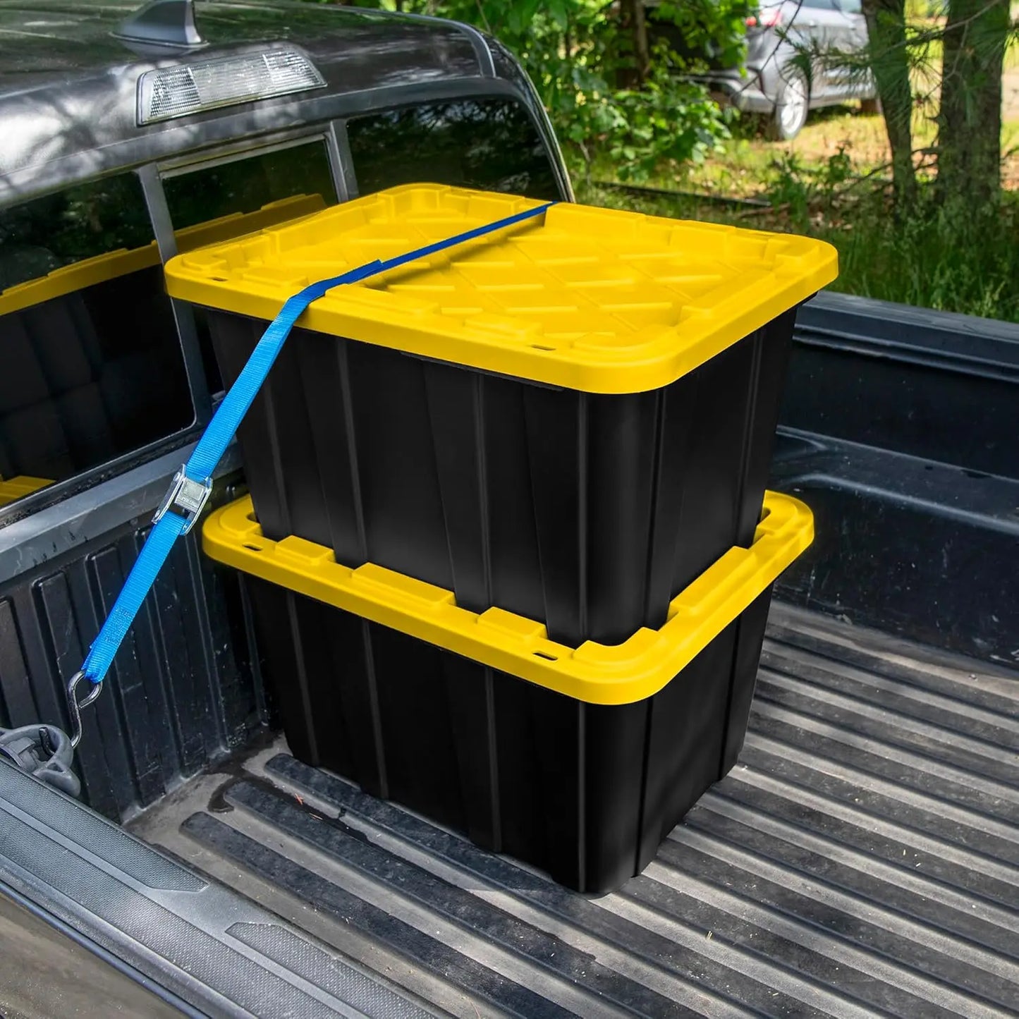 Industrial Tote Storage Bins With Lids Six-Pack Heavy-Duty Plastic Containers