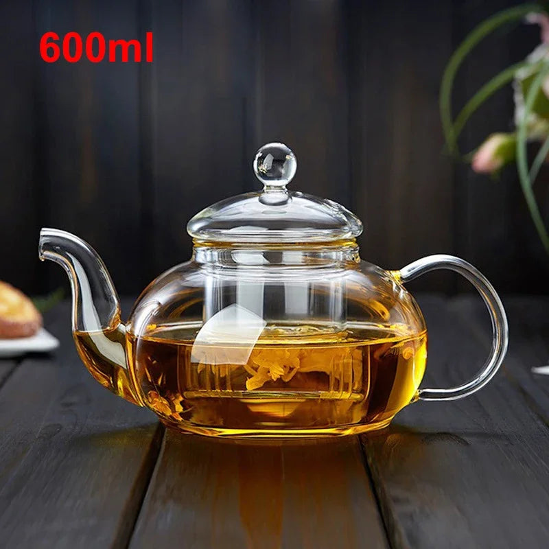 Heat Resistant Borosilicate Glass Teapot For Flower Tea