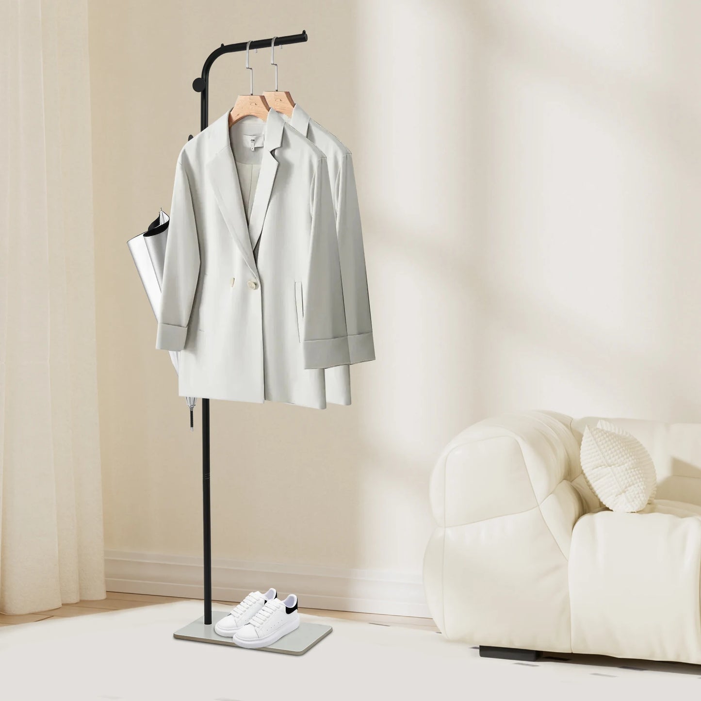 Modern L Shaped Corner Clothing Rack Freestanding Garment Organizer