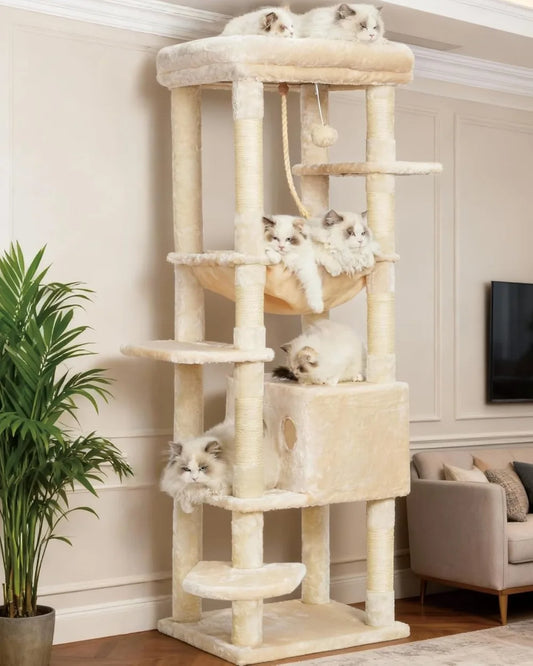 Heybly Cat Tree for Indoor Cats Multi-Level Plush Condo
