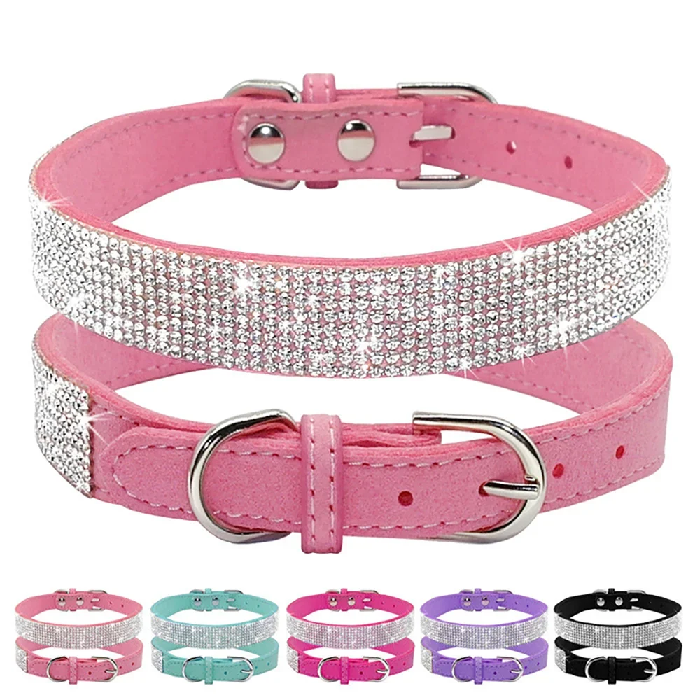 Crystal Glitter Rhinestone Dog Collar With Zinc Alloy Buckle