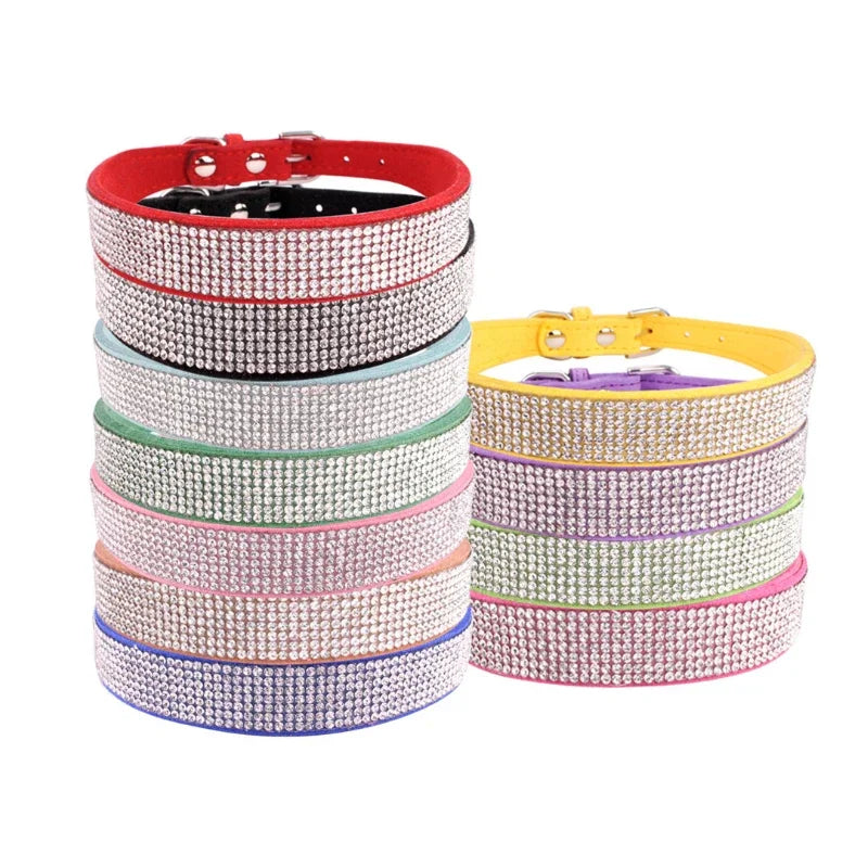 Crystal Glitter Rhinestone Dog Collar With Zinc Alloy Buckle