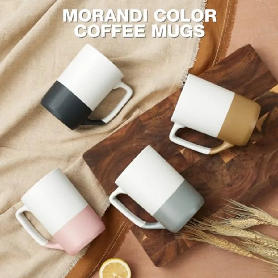 Ceramic Coffee Mug Set Of 4 Porcelain With Elegant Handles