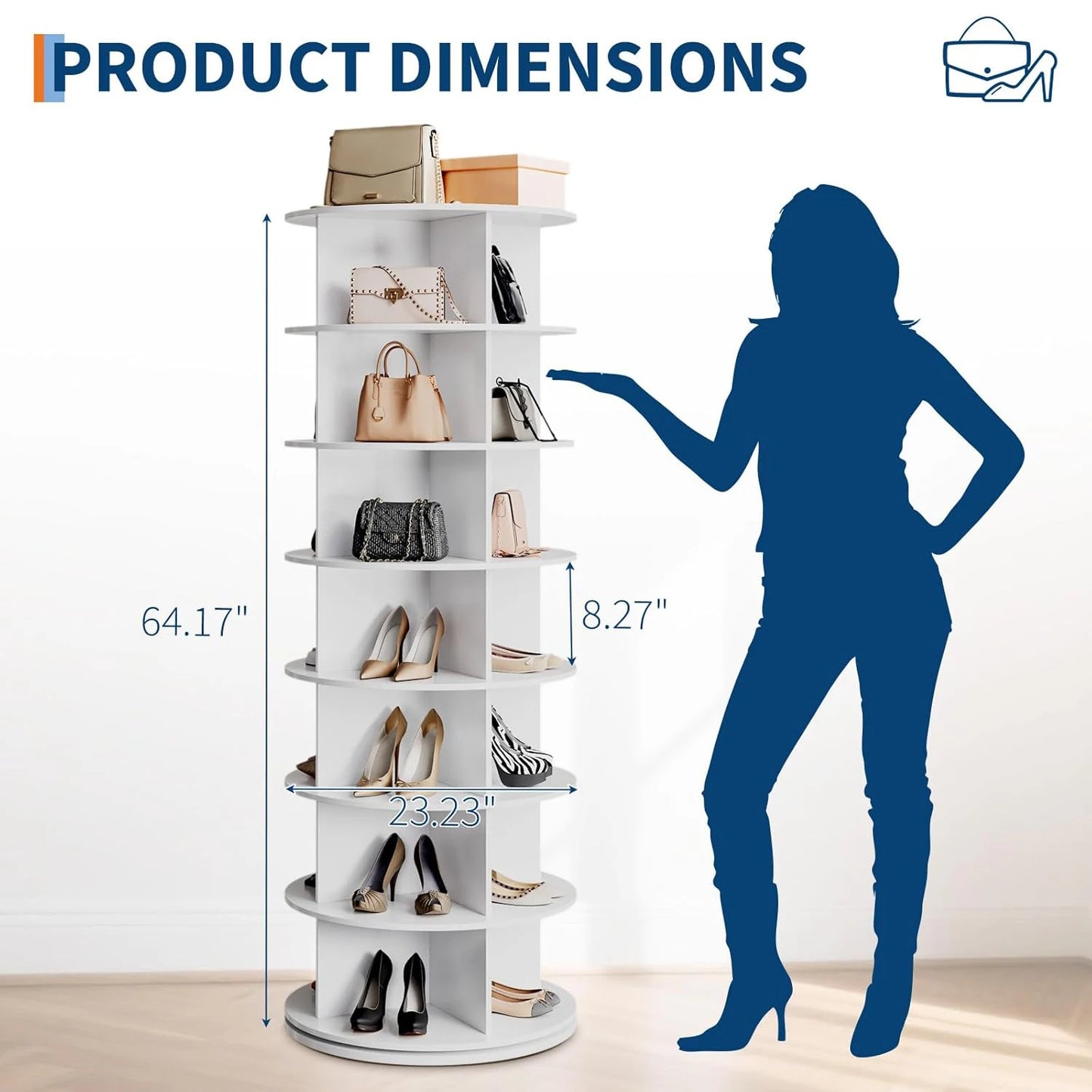 HobbyLane 7 Tier Rotating Shoe Rack Tower Free Standing Organizer
