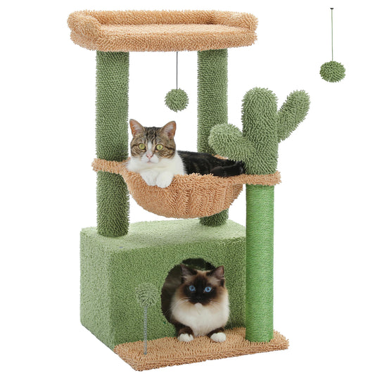 PAWZ Road 4-in-1 Cat Tree With Condo, Sisal Scratching, Hammock