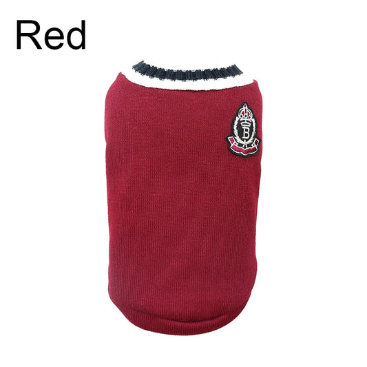 Winter Warm Dog Sweater College Style V Neck Knitwear Dogs