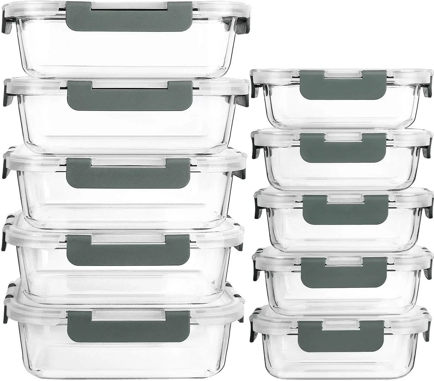 10-Pack Glass Meal Prep Containers With Lids Airtight Storage