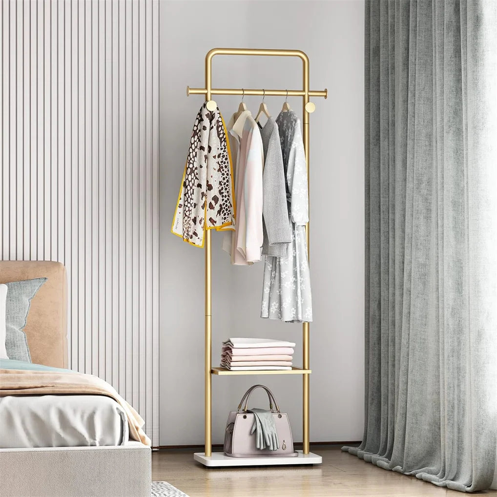Heavy Duty Freestanding Pole Clothing Rack With Granite Stone Base