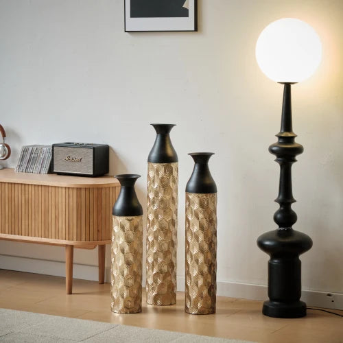 3 Modern Tiered Metal Floor Vases Set for Home Decor