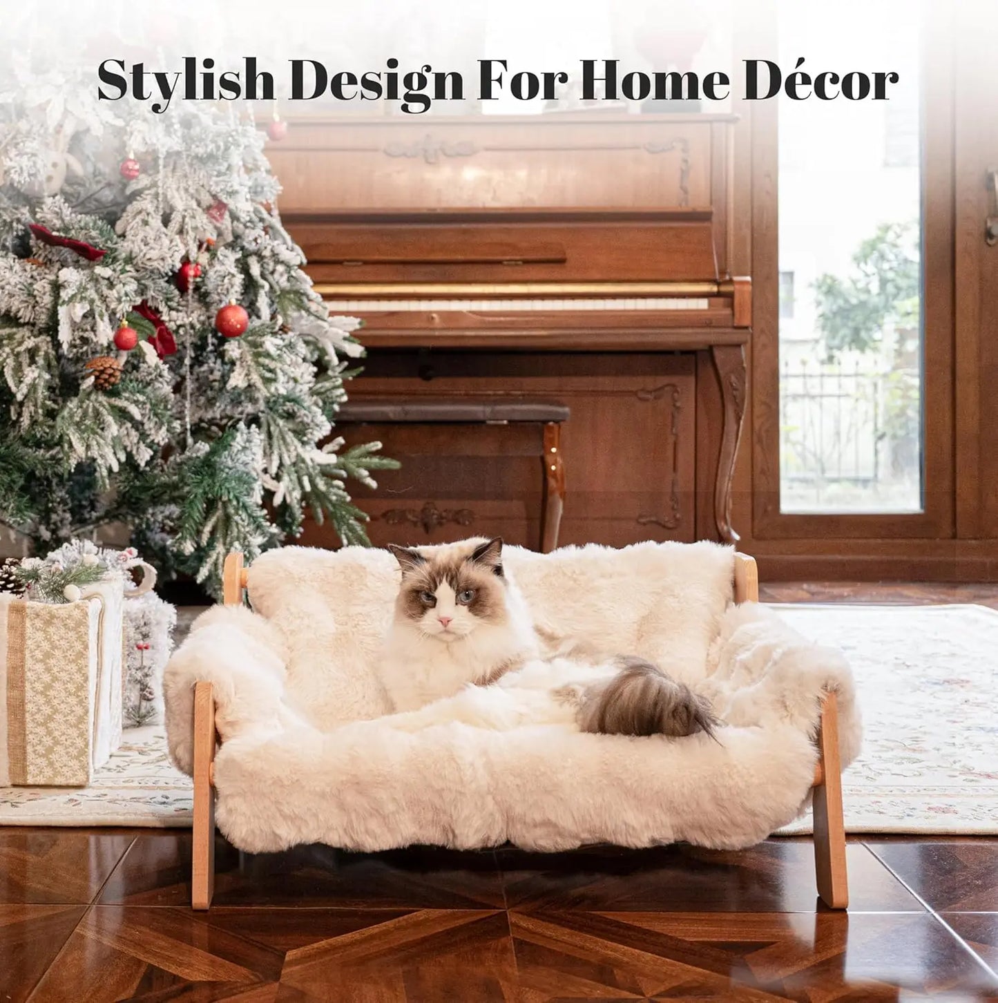 Elevated Wooden Cat Sofa Bed With Removable Washable Cover