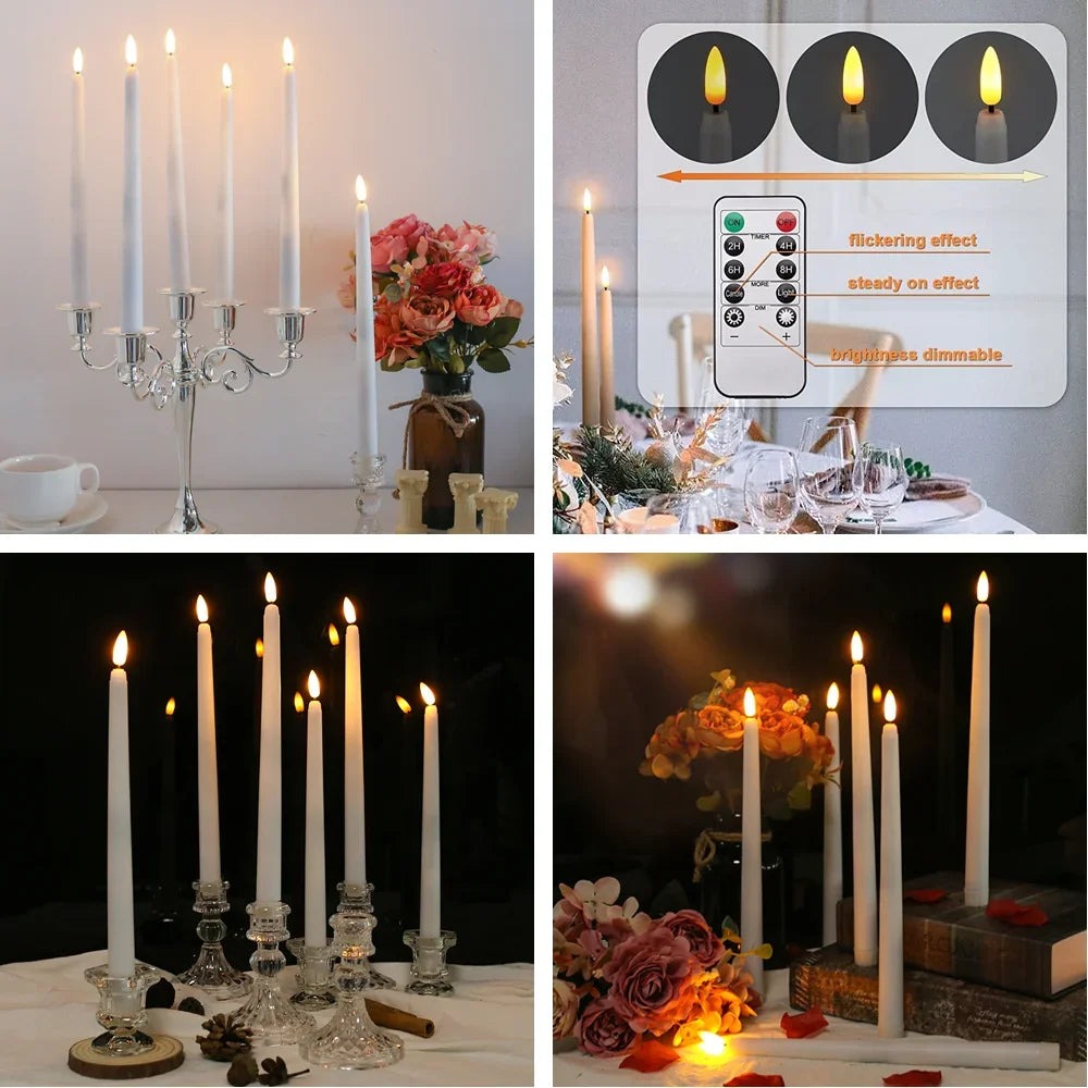 LED Flameless Flickering Taper Candles Set With Remote For Home Decor