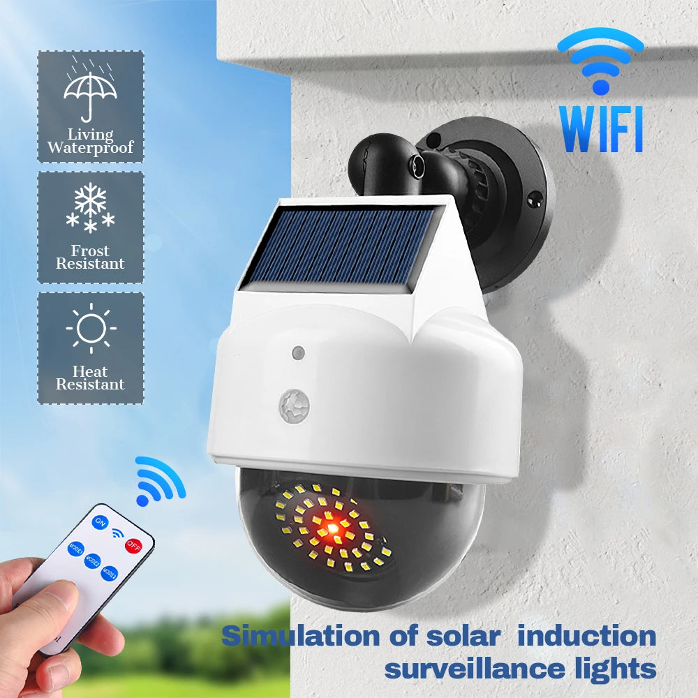 Outdoor Solar Sensor Lights With Remote Control Simulated Security Camera
