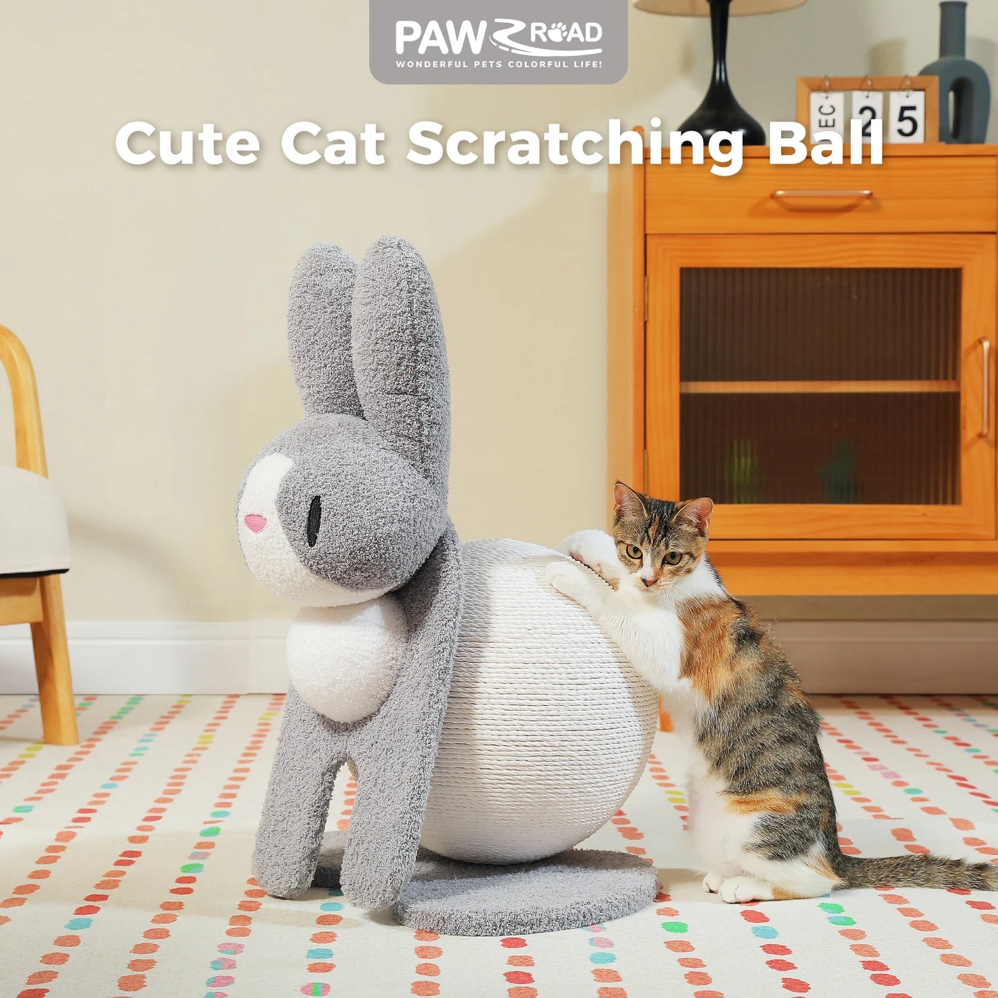 PAWZ Road Cat Scratching Post With Paper Rope Ball For Indoor Cats