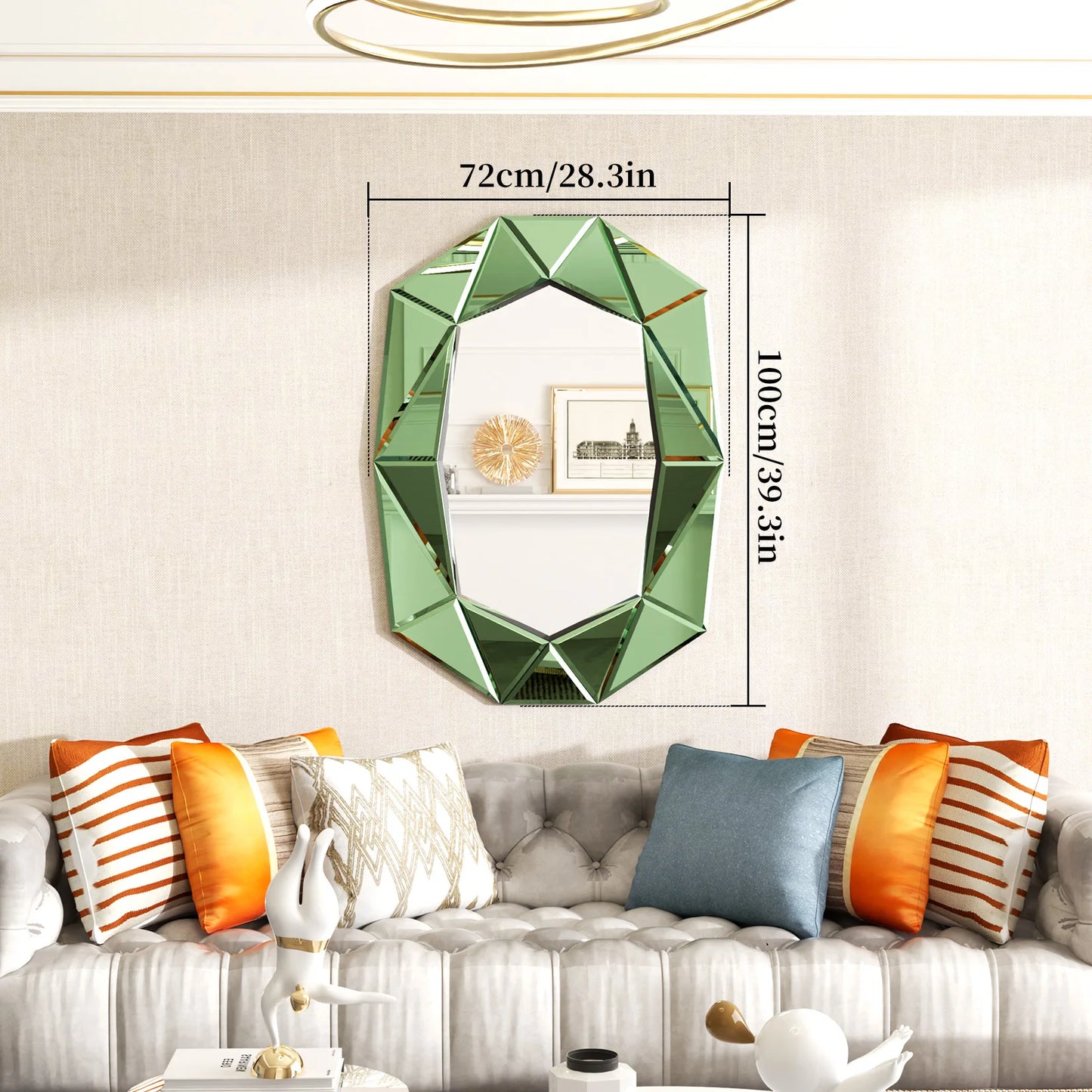 Wisfor Irregular Glass Wall Mirror With Beveled Diamond Edge