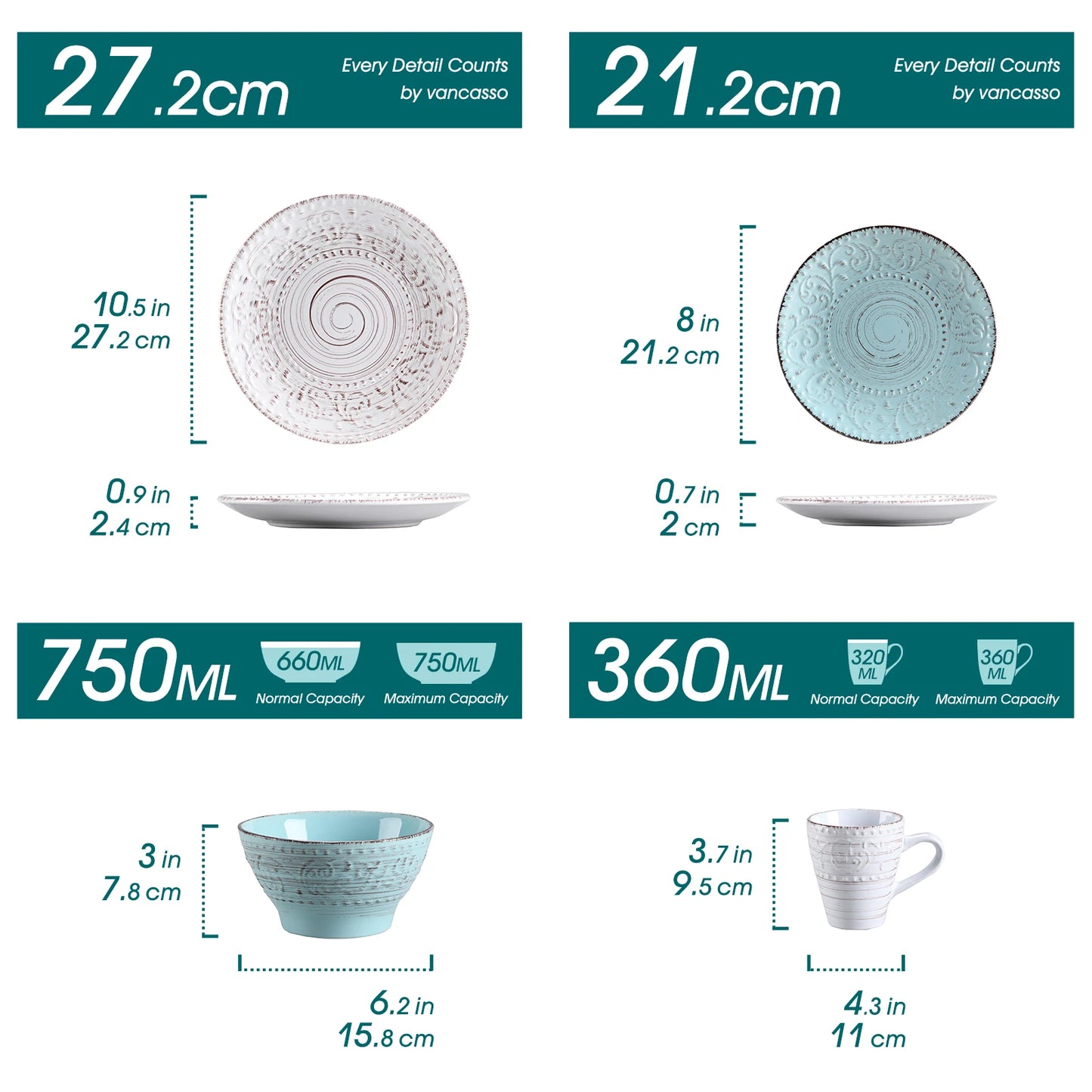 MALACASA Stoneware Dinner Set Ceramic Tableware Collection