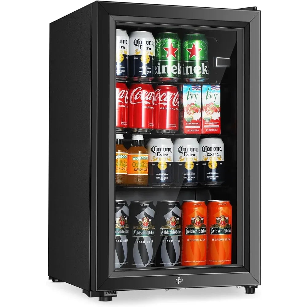 Beverage Refrigerator Freestanding Cooler With Double Glass Doors