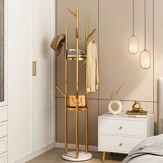 Heavy Duty Marble Coat Rack Stand Gold Metal