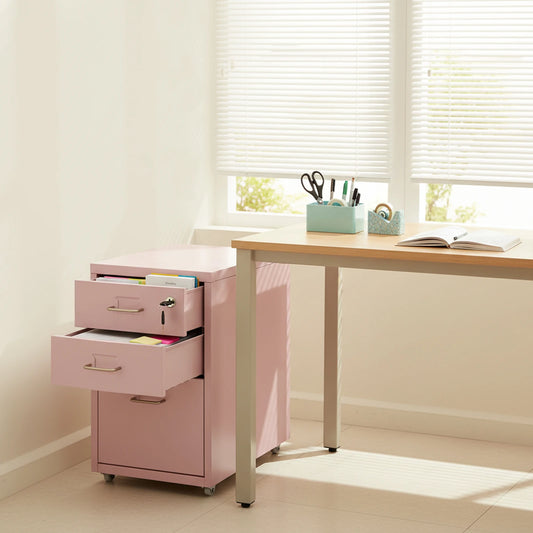 Bymaocar 3-Drawer Vertical File Cabinet With Wheels And Lock